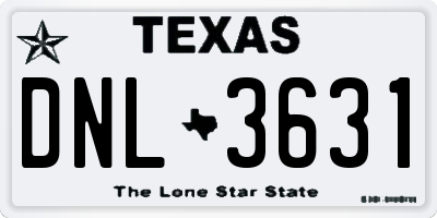 TX license plate DNL3631