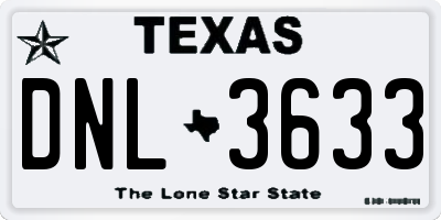TX license plate DNL3633