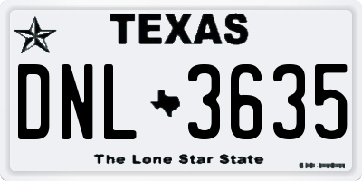 TX license plate DNL3635