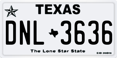 TX license plate DNL3636