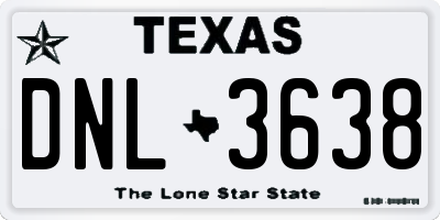 TX license plate DNL3638