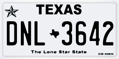 TX license plate DNL3642
