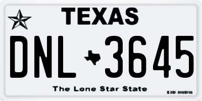 TX license plate DNL3645
