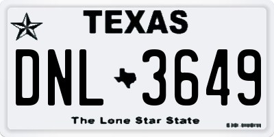 TX license plate DNL3649