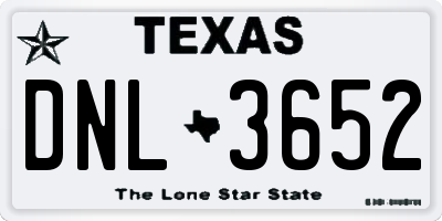 TX license plate DNL3652