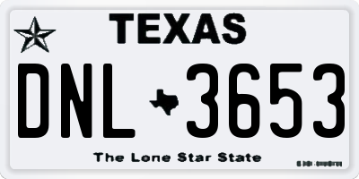 TX license plate DNL3653
