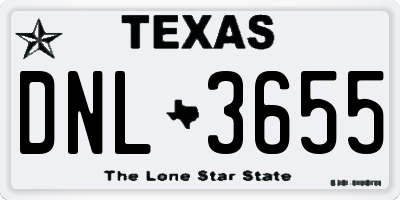 TX license plate DNL3655