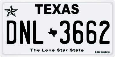 TX license plate DNL3662