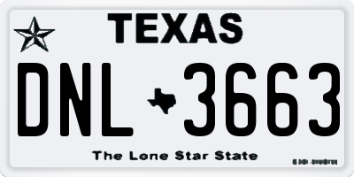 TX license plate DNL3663