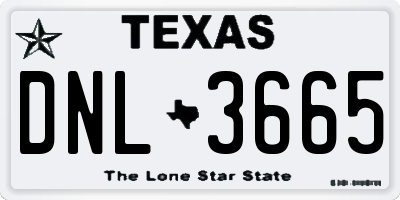 TX license plate DNL3665