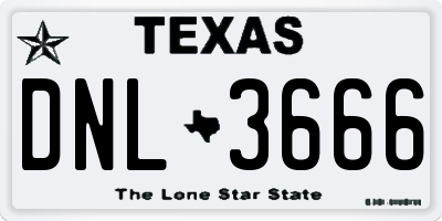 TX license plate DNL3666