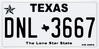 TX license plate DNL3667