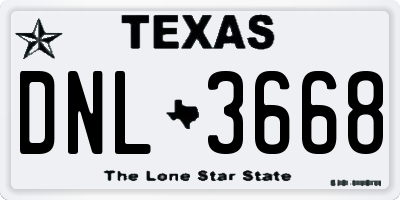 TX license plate DNL3668