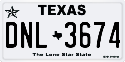 TX license plate DNL3674