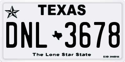 TX license plate DNL3678
