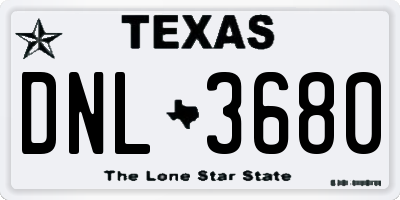 TX license plate DNL3680