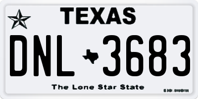 TX license plate DNL3683