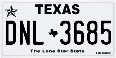 TX license plate DNL3685