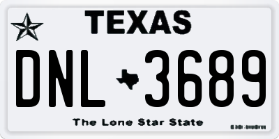 TX license plate DNL3689