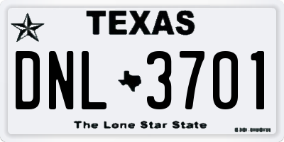TX license plate DNL3701