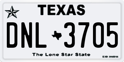 TX license plate DNL3705