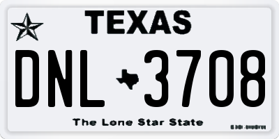 TX license plate DNL3708