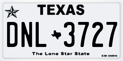 TX license plate DNL3727