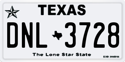 TX license plate DNL3728