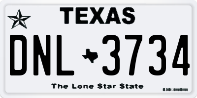 TX license plate DNL3734
