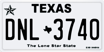 TX license plate DNL3740