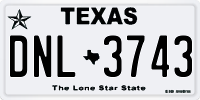 TX license plate DNL3743