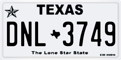 TX license plate DNL3749