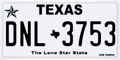 TX license plate DNL3753