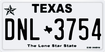 TX license plate DNL3754