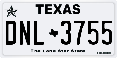 TX license plate DNL3755