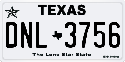 TX license plate DNL3756