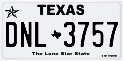 TX license plate DNL3757