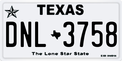 TX license plate DNL3758