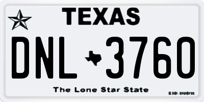 TX license plate DNL3760