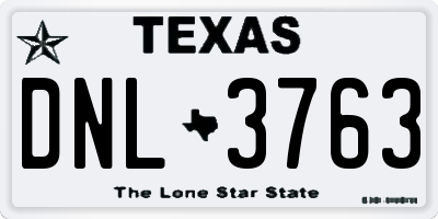 TX license plate DNL3763