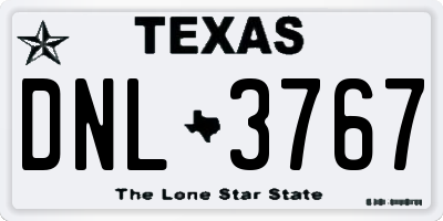 TX license plate DNL3767