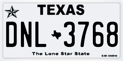 TX license plate DNL3768