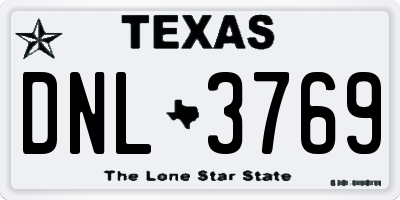 TX license plate DNL3769