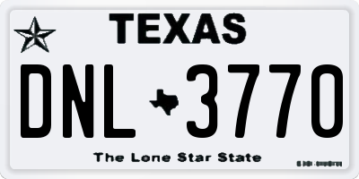 TX license plate DNL3770
