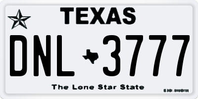 TX license plate DNL3777