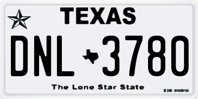 TX license plate DNL3780