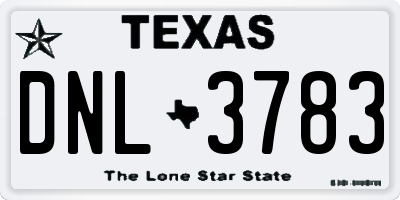 TX license plate DNL3783