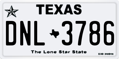 TX license plate DNL3786