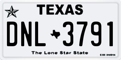 TX license plate DNL3791