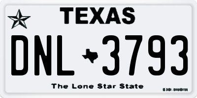 TX license plate DNL3793